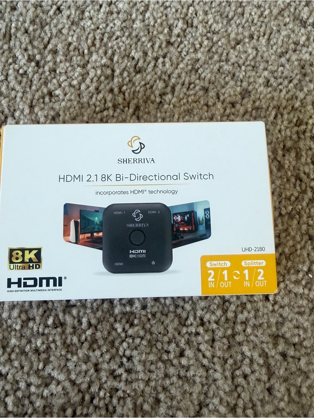 Sherriva HDMI 2.1 8K Bi-Directional Switch - White Box